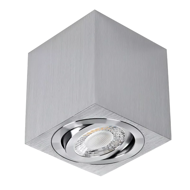 LED Aufbaustrahler | 360° schwenkbar | eckig | Aluminium geschliffen | GU10 230V