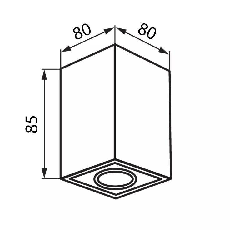 LED Aufbaustrahler | 360° schwenkbar | eckig | weiß pulverbeschichtet | GU10 230V Zeichnung