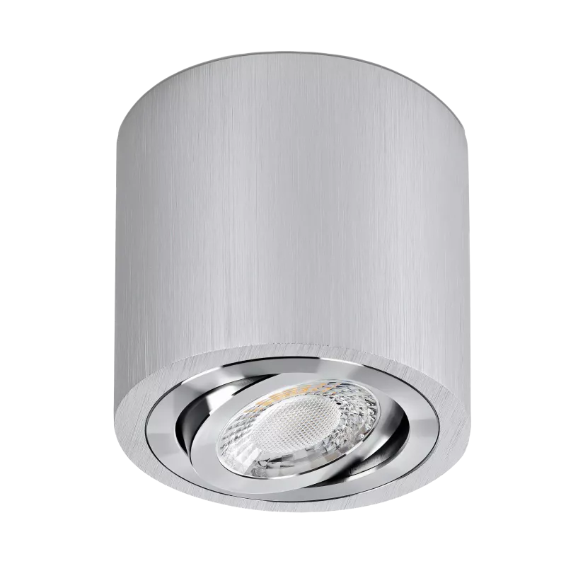 LED Aufbaustrahler | 360° schwenkbar | rund | Aluminium geschliffen | GU10 230V