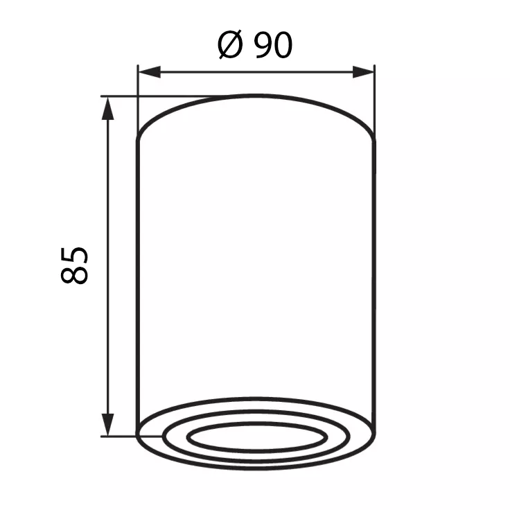 LED Aufbaustrahler | 360° schwenkbar | rund | Aluminium geschliffen | GU10 230V Zeichnung