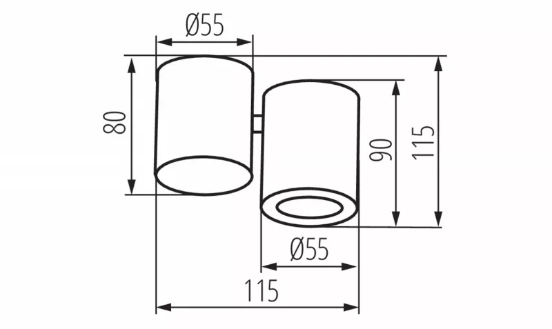 LED Deckenspot | 1-flammig | schwenkbar | Deckenstrahler | schwarz pulverbeschichtet | GU10 230V Zeichnung