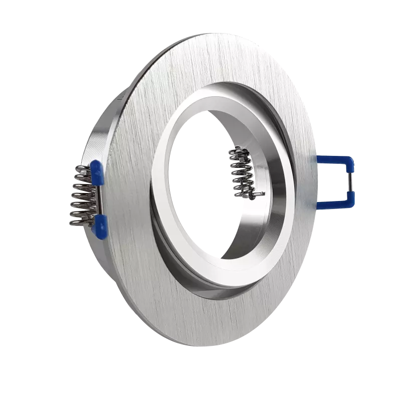 LED Einbaustrahler Aluminium geschliffen | rund | 360° schwenkbar | Lochmaß Ø 68mm - 75mm | Einbautiefe 64mm | Anschlussfertig mit GU10 230V Fassung 