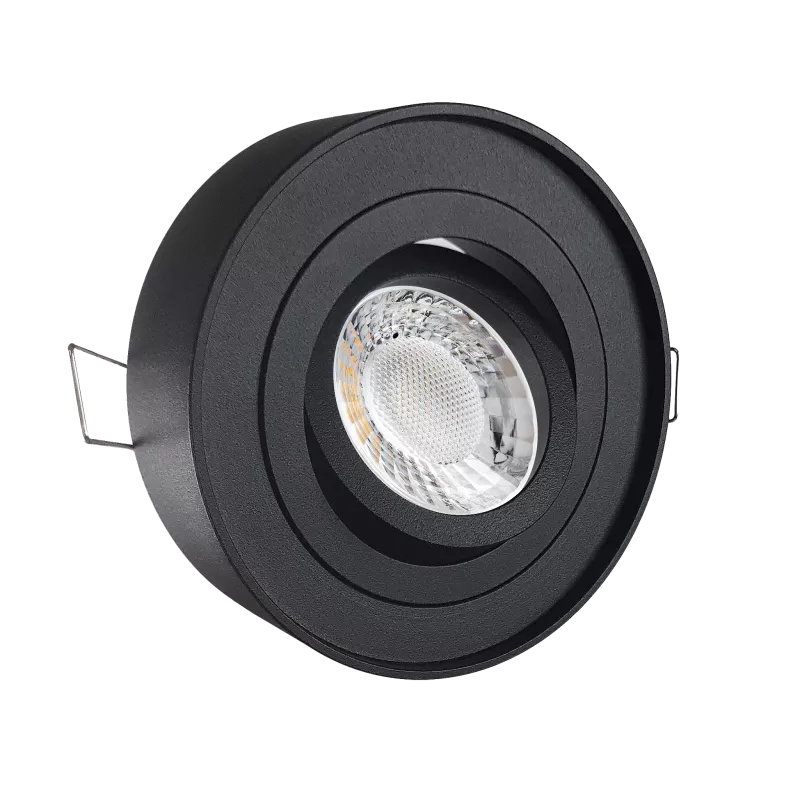 LED Aufbau Einbaustrahler schwarz pulverbeschichtet | rund | 360° schwenkbar | Lochmaß Ø 85mm - 90mm | geringe Einbautiefe 38mm | GU10 230V 