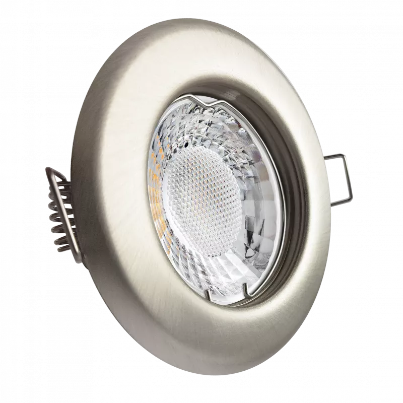 LED Einbaustrahler Edelstahl gebürstet | rund | Lochmaß Ø 55mm - 75mm | Einbautiefe 64mm | Anschlussfertig mit GU10 230V Fassung 