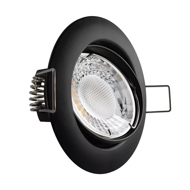 LED Einbaustrahler schwarz | rund | 360° schwenkbar | Lochmaß Ø 75mm - 78mm | Einbautiefe 64mm | Anschlussfertig mit GU10 230V Fassung 