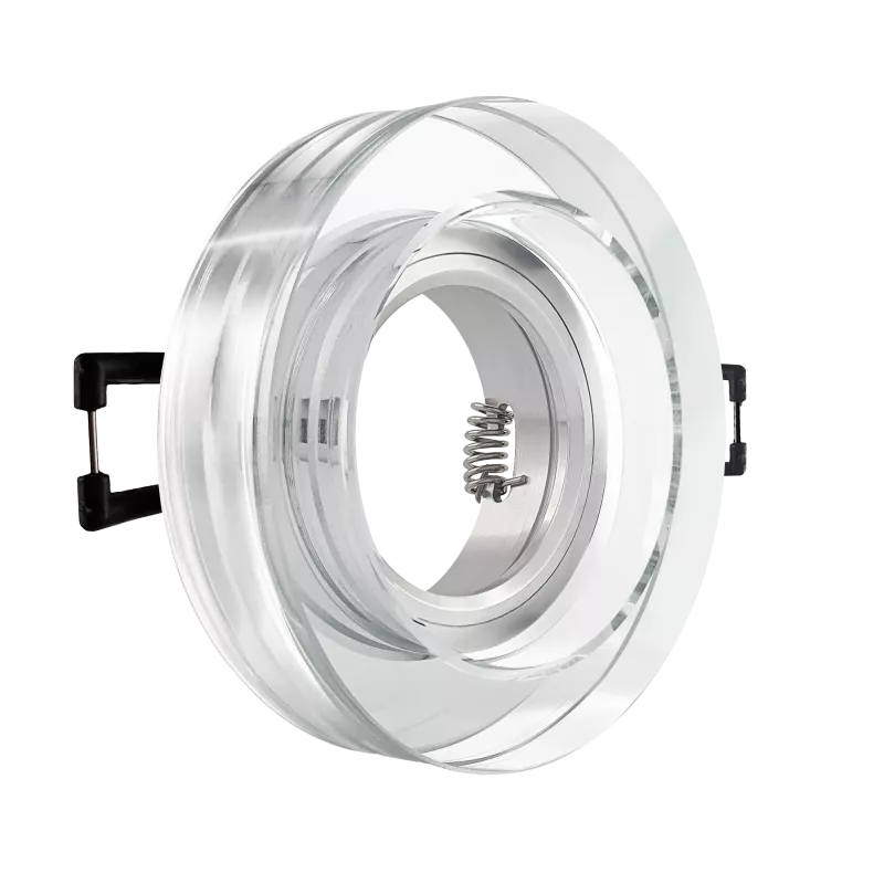 LED Aufbau Einbaustrahler spiegelnd | rund Echtglas | Lochmaß Ø 68mm - 75mm | Einbautiefe 64mm | GU10 230V 