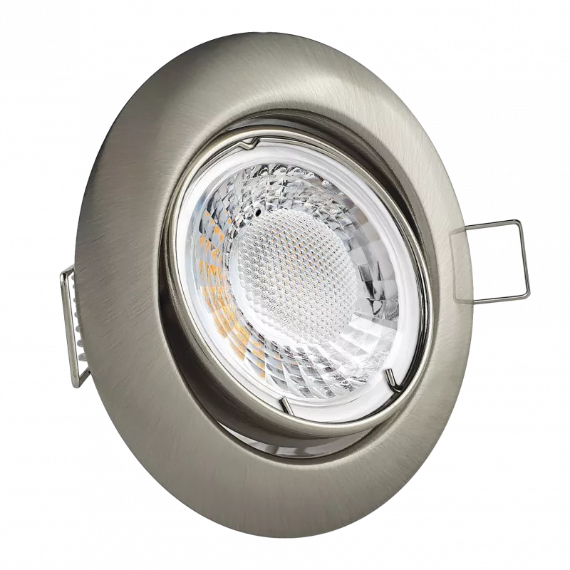 LED Einbaustrahler Edelstahl gebürstet | rund | 360° schwenkbar | Lochmaß Ø 65mm - 78mm | Einbautiefe 64mm | Anschlussfertig mit GU10 230V Fassung 