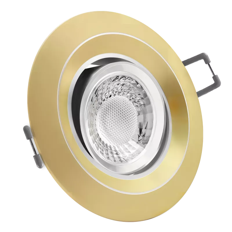 LED Einbaustrahler Gold matt | rund | 360° schwenkbar | Lochmaß Ø 68mm - 95mm | Einbautiefe 64mm | Anschlussfertig mit GU10 230V Fassung 