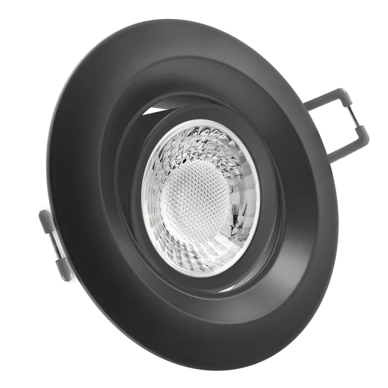 LED Einbaustrahler schwarz | rund | 360° schwenkbar | Lochmaß Ø 68mm - 95mm | Einbautiefe 64mm | Anschlussfertig mit GU10 230V Fassung 