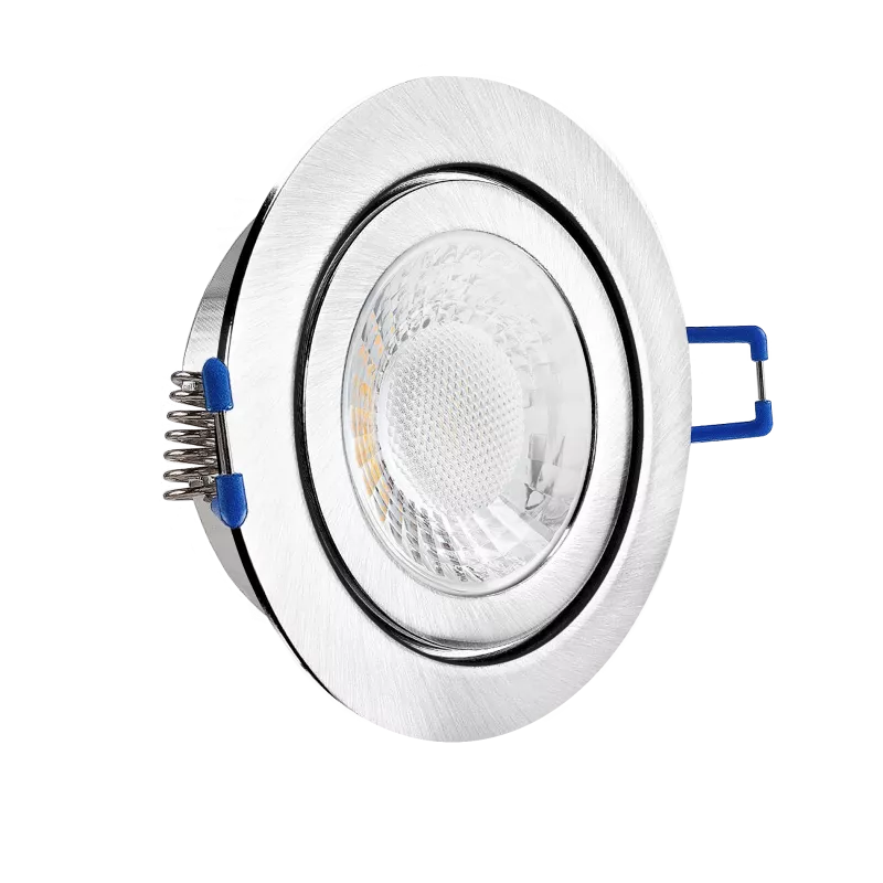 LED Einbaustrahler Feuchtraum IP44 Edelstahl gebürstet | rund Echtglas | Lochmaß Ø 60mm - 75mm | Einbautiefe 64mm | Anschlussfertig mit GU10 230V Fassung 