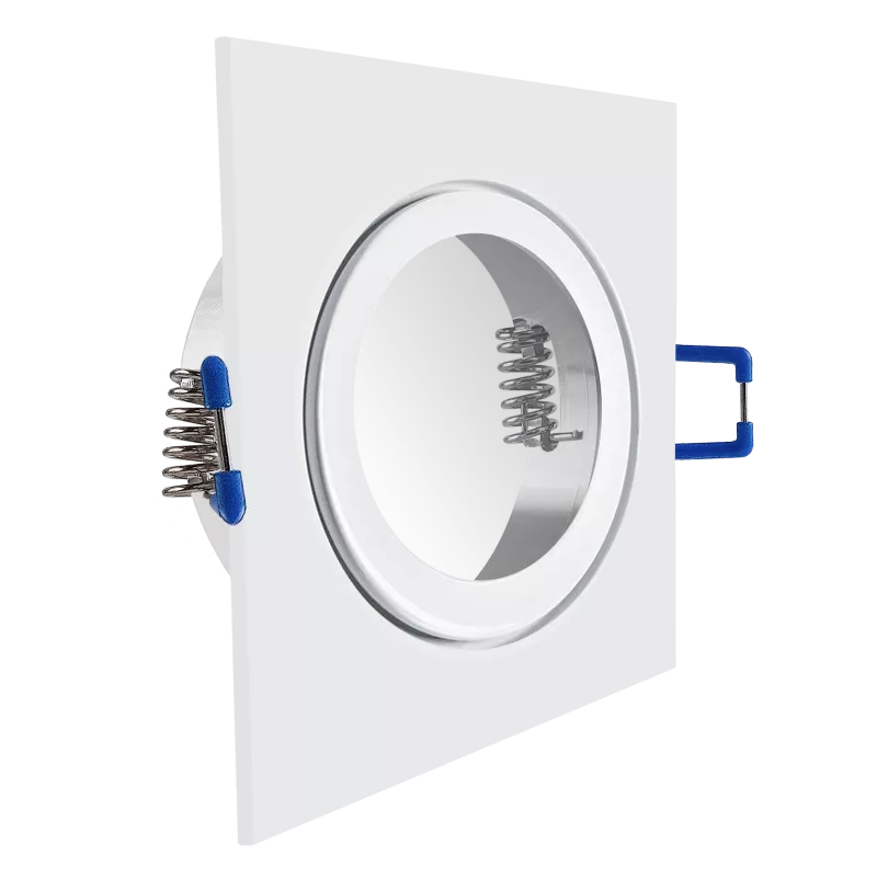 LED Einbaustrahler Feuchtraum IP44 weiß | quadratisch Echtglas | Lochmaß Ø 60mm - 85mm | Einbautiefe 64mm | Anschlussfertig mit GU10 230V Fassung 