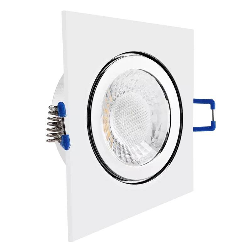LED Einbaustrahler Feuchtraum IP44 Chrom glänzend | quadratisch Echtglas | Lochmaß Ø 60mm - 85mm | Einbautiefe 64mm | Anschlussfertig mit GU10 230V Fassung 