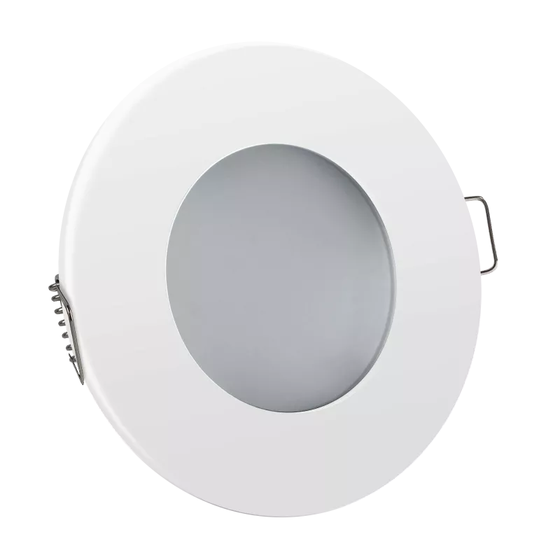 LED Einbaustrahler Feuchtraum IP44 weiß | rund (satiniert) | Lochmaß Ø 68mm - 75mm | Einbautiefe 64mm | Anschlussfertig mit GU10 230V Fassung 