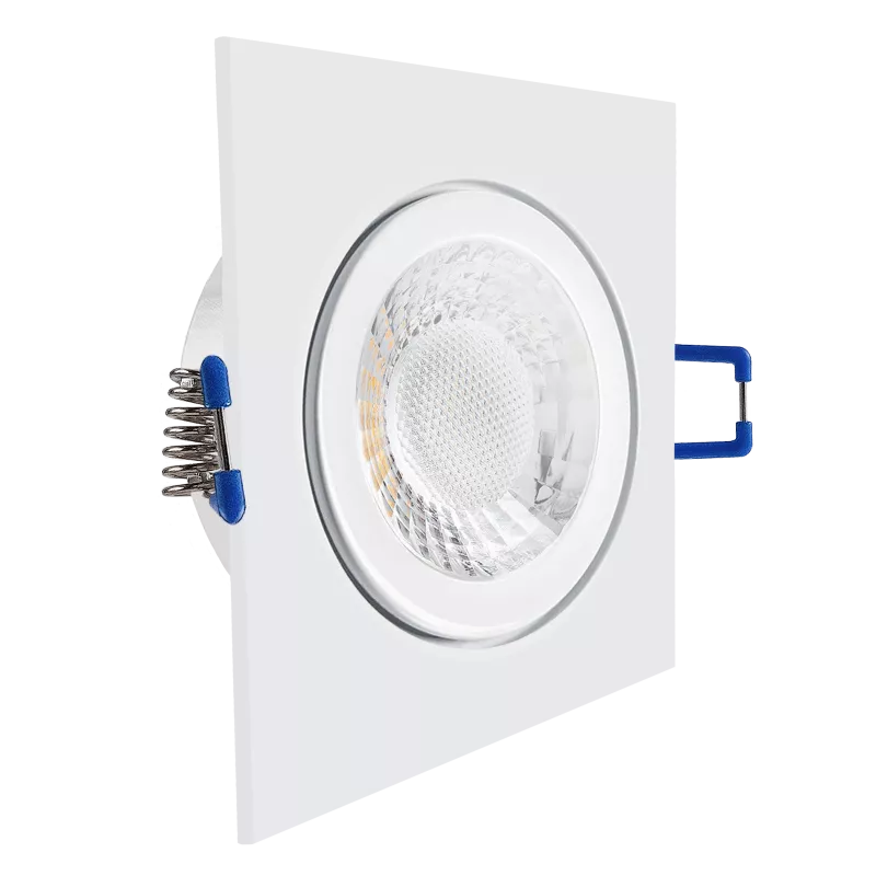 LED Einbaustrahler Feuchtraum IP44 weiß | quadratisch Echtglas | Lochmaß Ø 60mm - 85mm | geringe Einbautiefe 25mm | Anschlussfertig 