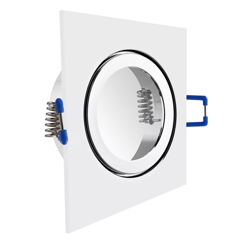 LED Einbaustrahler Feuchtraum IP44 Chrom glänzend | quadratisch Echtglas | Lochmaß Ø 60mm - 85mm | geringe Einbautiefe 25mm | Anschlussfertig 