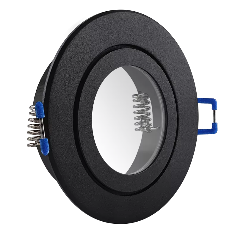 LED Einbaustrahler Feuchtraum IP44 schwarz pulverbeschichtet | rund Echtglas | Lochmaß Ø 60mm - 75mm | geringe Einbautiefe 25mm | Anschlussfertig 