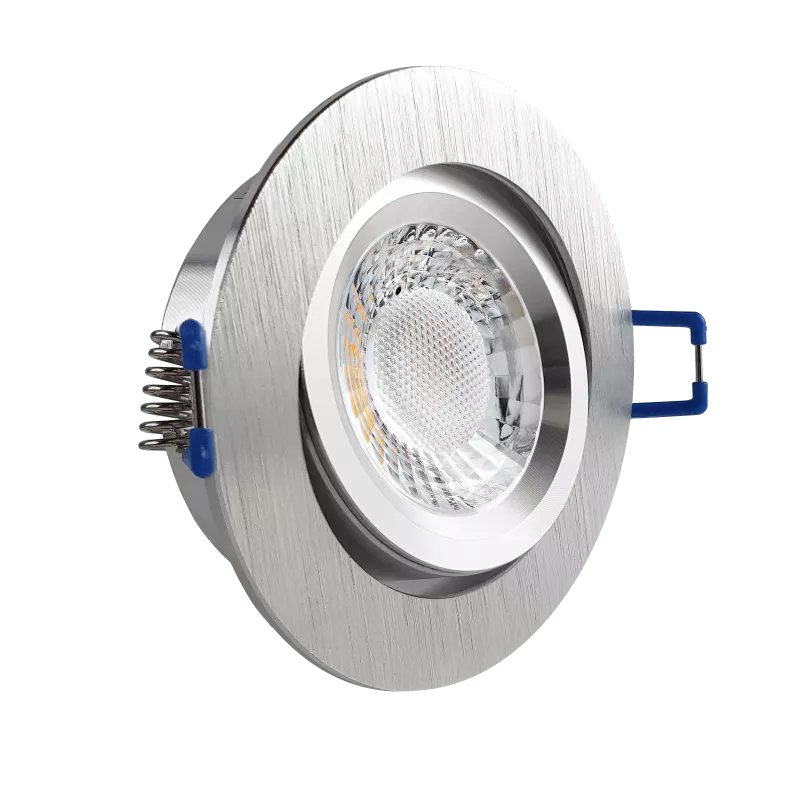 LED Einbaustrahler Aluminium geschliffen | rund | 360° schwenkbar | Lochmaß Ø 68mm - 75mm | geringe Einbautiefe 27mm | Anschlussfertig 