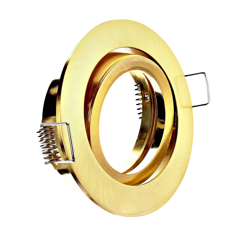 LED Einbaustrahler Gold-Messing gebürstet | rund | 360° schwenkbar | Lochmaß Ø 68mm - 75mm | geringe Einbautiefe 25mm | Anschlussfertig 