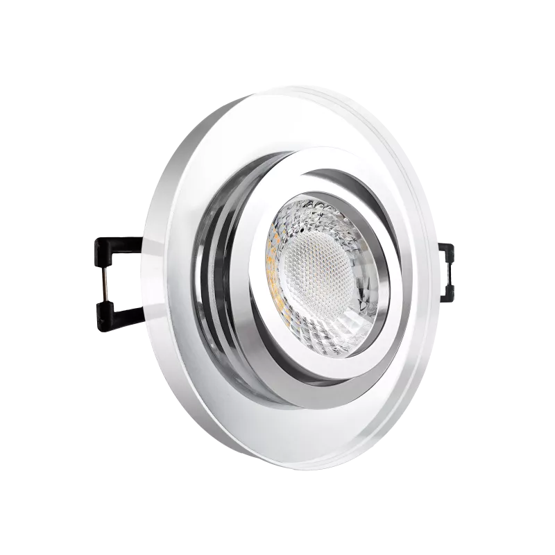 LED Einbaustrahler spiegelnd | rund Echtglas | 360° schwenkbar | Lochmaß Ø 68mm - 75mm | geringe Einbautiefe 24mm | Anschlussfertig 