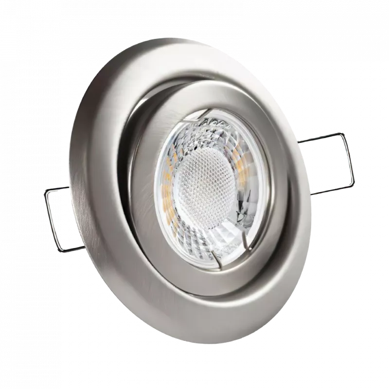 LED Einbaustrahler Edelstahl gebürstet | rund | 360° schwenkbar | Lochmaß Ø 78mm - 85mm | geringe Einbautiefe 24mm | Anschlussfertig 