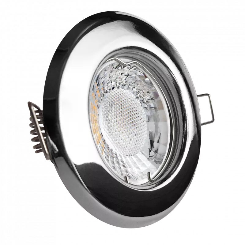 LED Einbaustrahler Chrom glänzend | rund | Lochmaß Ø 55mm - 75mm | geringe Einbautiefe 25mm | Anschlussfertig 