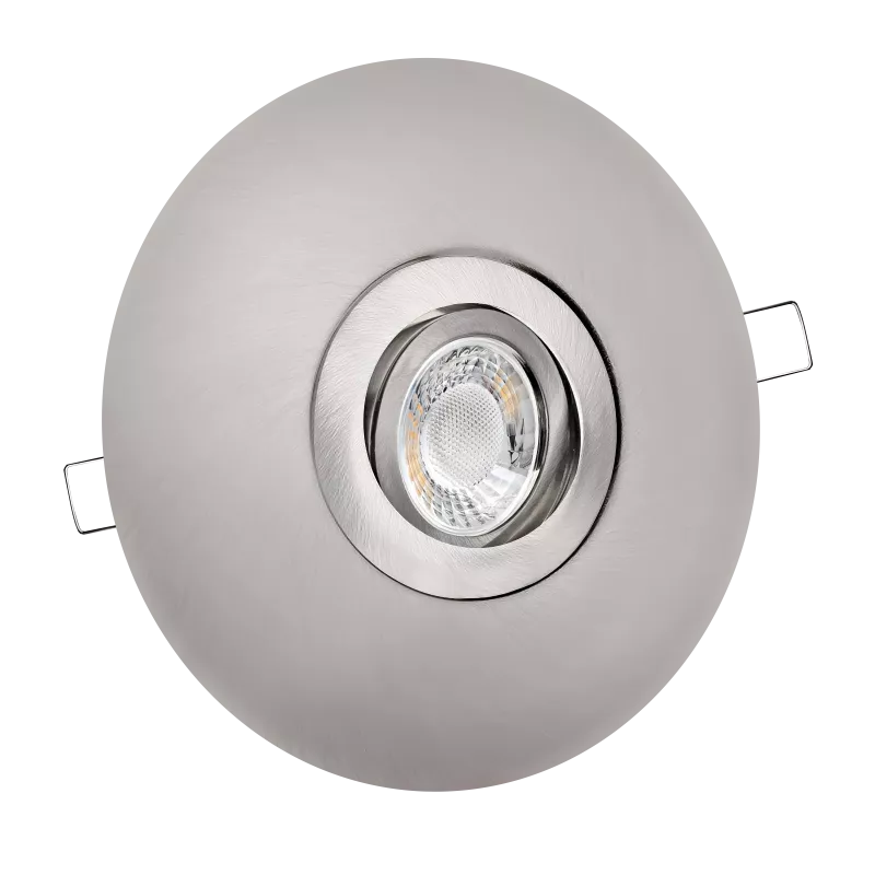 LED Einbaustrahler mit Blende großer Einbaudurchmesser Edelstahl gebürstet | rund | schwenkbar | Lochmaß Ø 68mm - 180mm | Einbautiefe 64mm | GU10 230V 