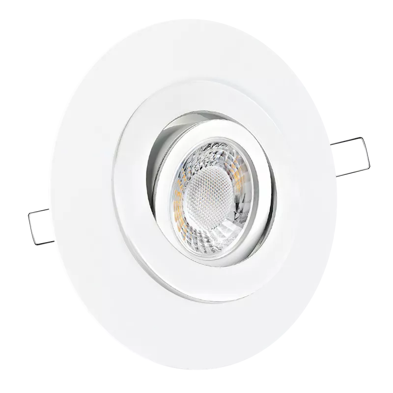 LED Einbaustrahler mit Blende großer Einbaudurchmesser weiß | rund | schwenkbar | Lochmaß Ø 68mm - 135mm | geringe Einbautiefe 25mm 
