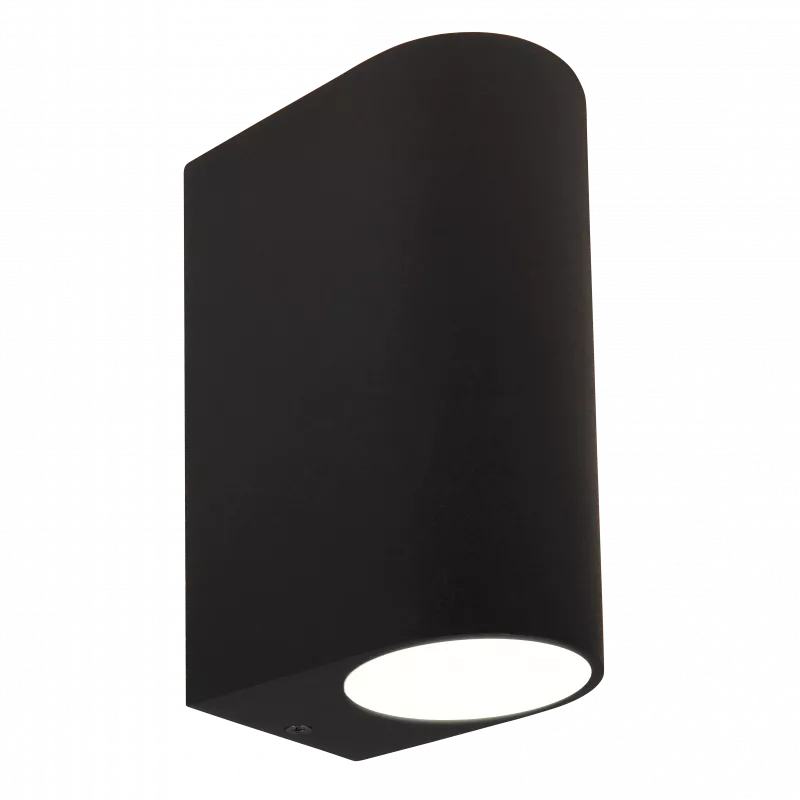 LED Wandleuchte schwarz pulverbeschichtet | Abgerundet | Echtglas | 2-flammig | mit Schrauben & Dübeln | IP44 | GU10 230V 
