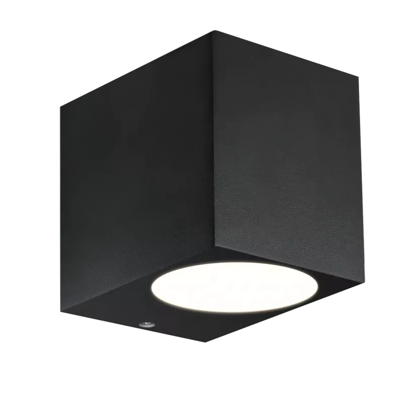 LED Wandleuchte schwarz pulverbeschichtet | Eckig | Echtglas | 1-flammig | mit Schrauben & Dübeln | IP44 | GU10 230V 
