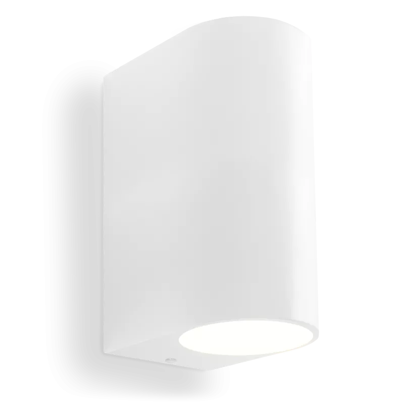LED Wandleuchte weiß pulverbeschichtet | Abgerundet | Echtglas | 2-flammig | mit Schrauben & Dübeln | IP44 | GU10 230V 