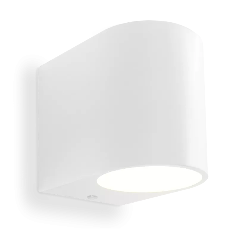 LED Wandleuchte weiß pulverbeschichtet | Abgerundet | Echtglas | 1-flammig | mit Schrauben & Dübeln | IP44 | GU10 230V 