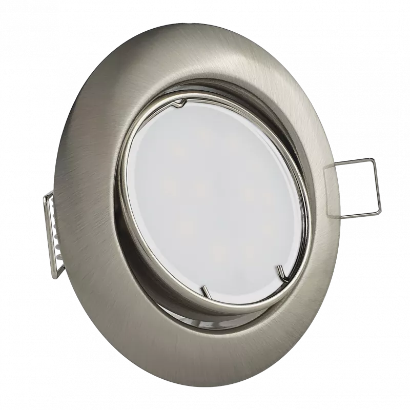 LED Einbaustrahler Edelstahl gebürstet | rund | 360° schwenkbar | Lochmaß Ø 65mm - 78mm | Einbautiefe 55mm | Anschlussfertig mit MR16 12V Fassung 