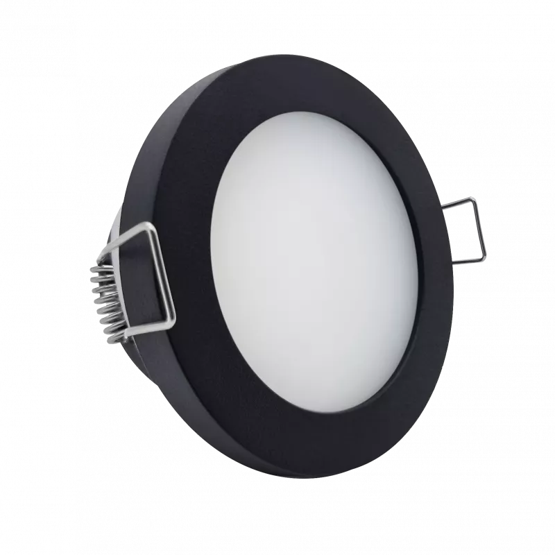 LED Einbaustrahler Feuchtraum IP44 schwarz pulverbeschichtet | rund (satiniert) | Lochmaß Ø 60mm - 75mm | Einbautiefe 64mm | Anschlussfertig mit GU10 230V Fassung 