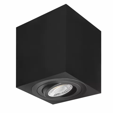 LED Aufbaustrahler | 360° schwenkbar | eckig | schwarz pulverbeschichtet | GU10 230V Spiegelung