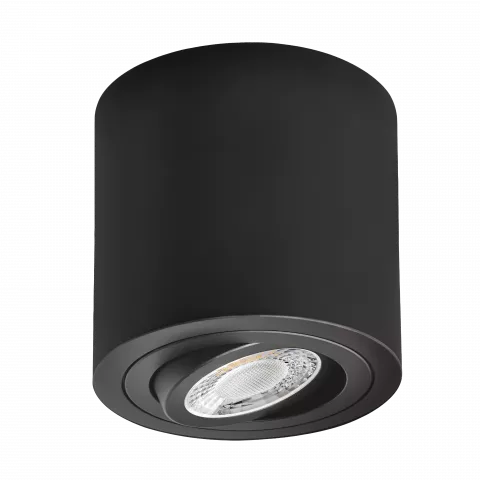 LED Aufbaustrahler | 360° schwenkbar | rund | schwarz pulverbeschichtet | GU10 230V Spiegelung