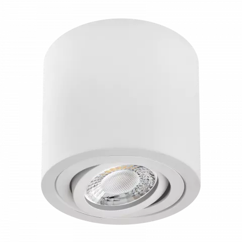 LED Aufbaustrahler | 360° schwenkbar | rund | weiß pulverbeschichtet | GU10 230V Spiegelung