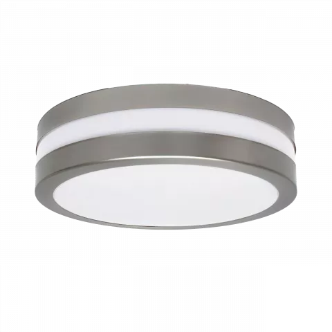 LED Deckenleuchte | rund | Edelstahl | spritzwassergeschützt IP44 | E27 230V Spiegelung