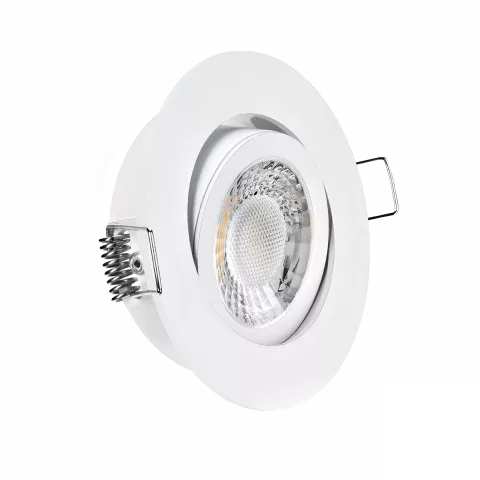 LED Einbaustrahler weiß | rund | 360° schwenkbar | Lochmaß Ø 68mm - 75mm | Einbautiefe 64mm | Anschlussfertig mit GU10 230V Fassung  Spiegelung