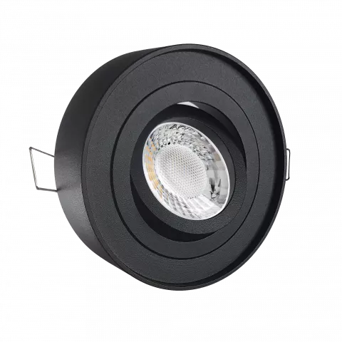 LED Aufbau Einbaustrahler schwarz pulverbeschichtet | rund | 360° schwenkbar | Lochmaß Ø 85mm - 90mm | geringe Einbautiefe 38mm | GU10 230V  Spiegelung