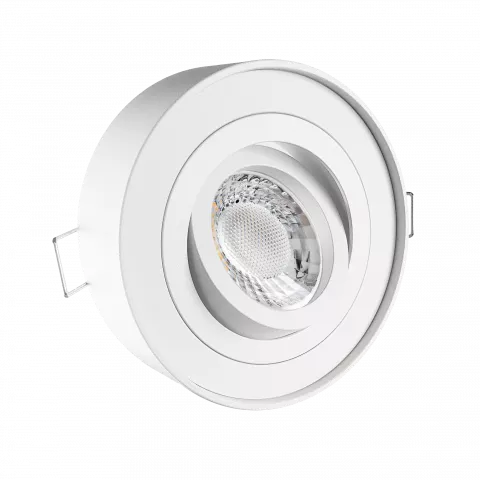 LED Aufbau Einbaustrahler weiß pulverbeschichtet | rund | 360° schwenkbar | Lochmaß Ø 85mm - 90mm | geringe Einbautiefe 38mm | GU10 230V  Spiegelung