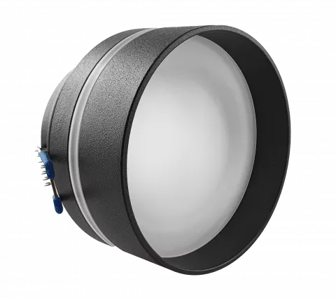 LED Aufbau Einbaustrahler schwarz pulverbeschichtet | rund Glas (satiniert) | Lochmaß Ø 68mm - 75mm | Einbautiefe 64mm | GU10 230V  Spiegelung