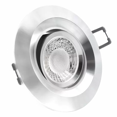 LED Einbaustrahler Aluminium | rund | 360° schwenkbar | Lochmaß Ø 68mm - 95mm | Einbautiefe 64mm | Anschlussfertig mit GU10 230V Fassung  Spiegelung