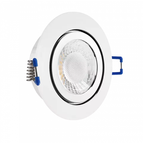 LED Einbaustrahler Feuchtraum IP44 Chrom glänzend | rund Echtglas | Lochmaß Ø 60mm - 75mm | geringe Einbautiefe 25mm | Anschlussfertig  Spiegelung