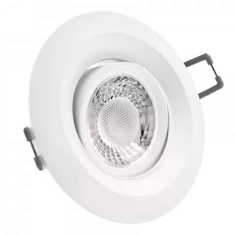 LED Einbaustrahler weiß | rund | 360° schwenkbar | Lochmaß Ø 68mm - 95mm | geringe Einbautiefe 27mm | Anschlussfertig  Spiegelung