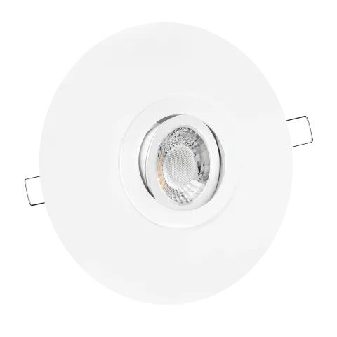 LED Einbaustrahler mit Blende großer Einbaudurchmesser weiß | rund | schwenkbar | Lochmaß Ø 68mm - 180mm | Einbautiefe 64mm | GU10 230V  Spiegelung