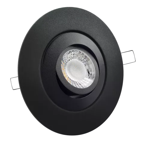 LED Einbaustrahler mit Blende großer Einbaudurchmesser schwarz | rund | schwenkbar | Lochmaß Ø 68mm - 135mm | Einbautiefe 64mm | GU10 230V  Spiegelung