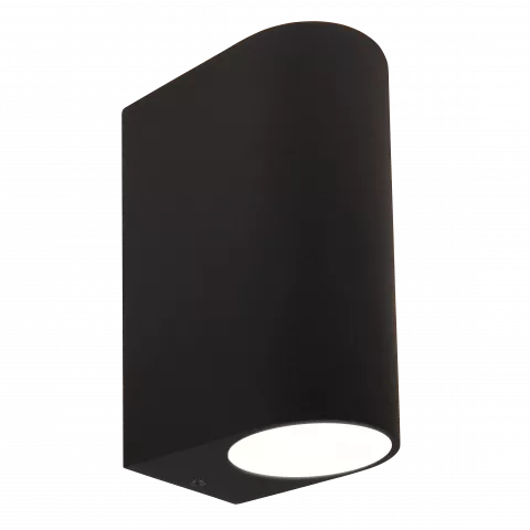 LED Wandleuchte schwarz pulverbeschichtet | Abgerundet | Echtglas | 2-flammig | mit Schrauben & Dübeln | IP44 | GU10 230V  Spiegelung