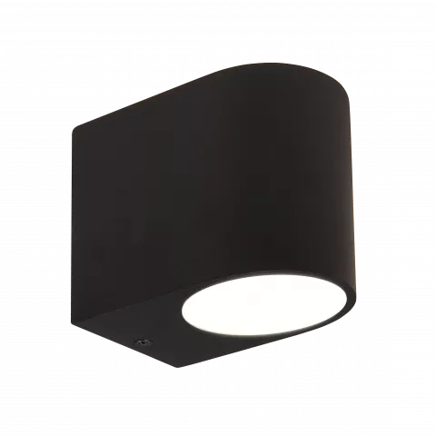 LED Wandleuchte schwarz pulverbeschichtet | Abgerundet | Echtglas | 1-flammig | mit Schrauben & Dübeln | IP44 | GU10 230V  Spiegelung