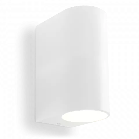LED Wandleuchte weiß pulverbeschichtet | Abgerundet | Echtglas | 2-flammig | mit Schrauben & Dübeln | IP44 | GU10 230V  Spiegelung