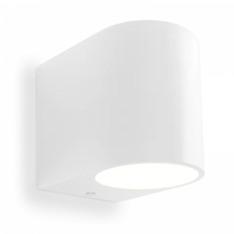 LED Wandleuchte weiß pulverbeschichtet | Abgerundet | Echtglas | 1-flammig | mit Schrauben & Dübeln | IP44 | GU10 230V  Spiegelung
